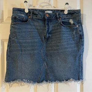 The Loft Denim Frayed Hem Skirt Size 12